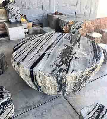 九龍壁圓石桌-水墨祥雲